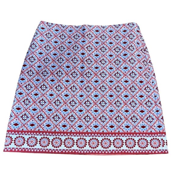 Talbots Dresses & Skirts - Talbots Knee Length Pattern Fully Lined Skirt Red White Blue Womens Size 4